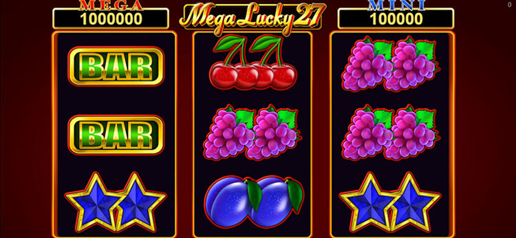 Игровое поле Mega Lucky 27 с увеличенным изображением сдвоенных символов на каждом месте