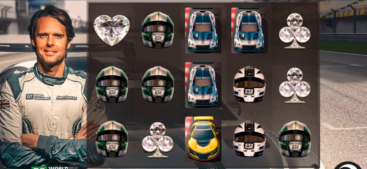 Игровое поле Gt World Challenge By Andy Soucek с гоночными машинами, трофеями и автоспортивной тематикой