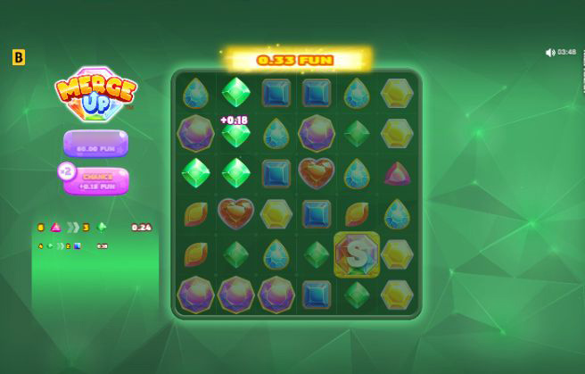 Игровая площадка Merge Up со скоплениями самоцветов