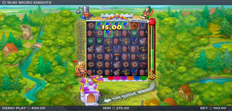 Игровое поле слота Micro Knights с семью барабанами