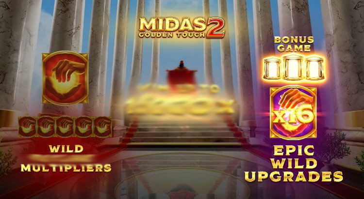Атмосфера золота и визуальные эффекты в Midas Golden Touch 2, интерфейс и анимации выигрышей