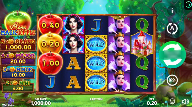 Игровой интерфейс More Magic Apple с заколдованным лесом на фоне