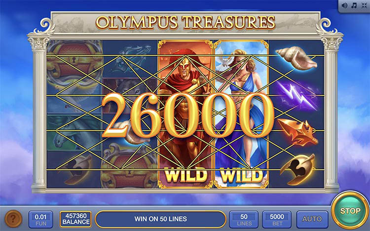 Символы игрового автомата Olympus Treasures — драгоценности и артефакты древней Греции