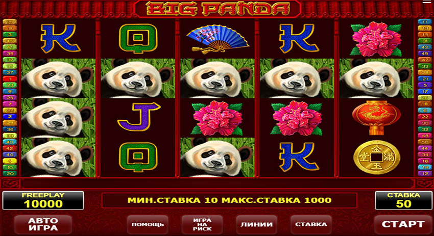 Игровой автомат Panda Panda - основной экран игры