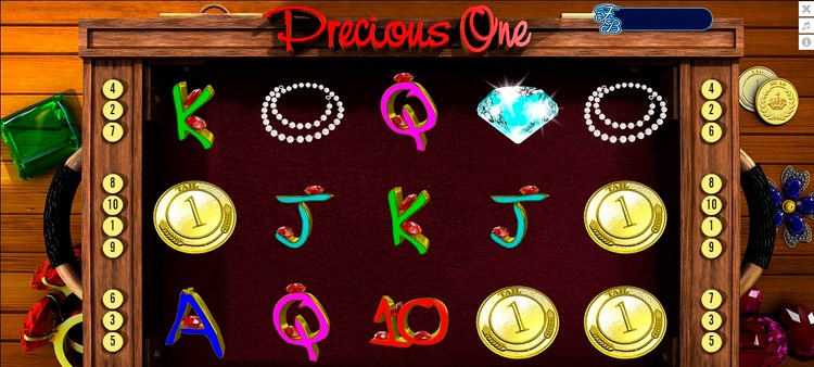 Игровой автомат Precious One с барабанами 5x3, драгоценностями и символами сокровищ