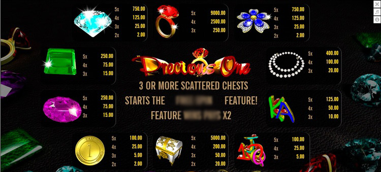 Игровое поле слота Precious One с драгоценностями, Wild и Scatter на барабанах