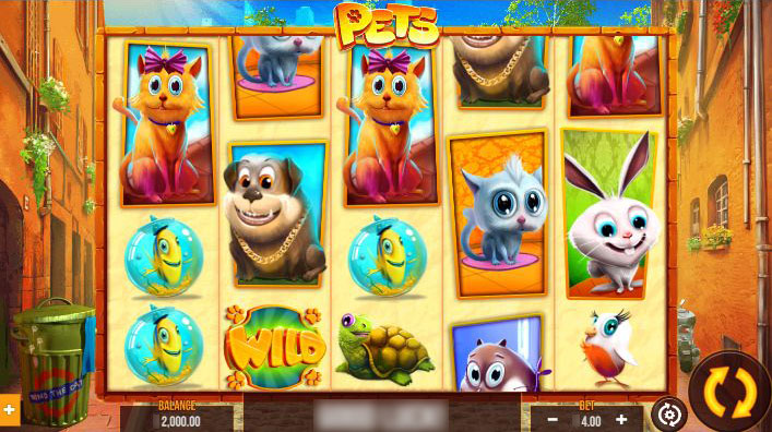 Скриншот игрового автомата Домашние животные со всеми возможными символами животных на барабанах