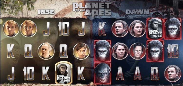 Двойное игровое поле автомата Planet Of The Apes с зонами Rise и Dawn