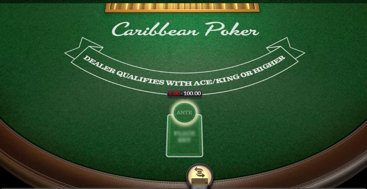 Интерфейс Caribbean Poker от BGaming с игровым столом, картами игрока и дилера