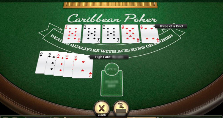 'Таблица выплат в Caribbean Poker с указанием коэффициентов для различных комбинаций