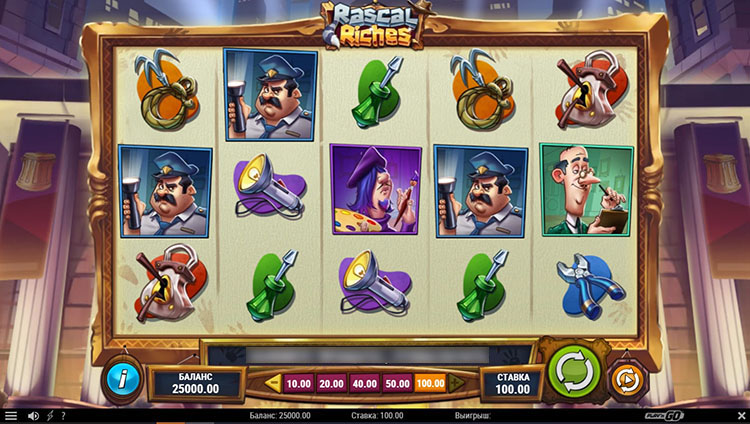 Персонажи и символы слота Rascal Riches крупным планом