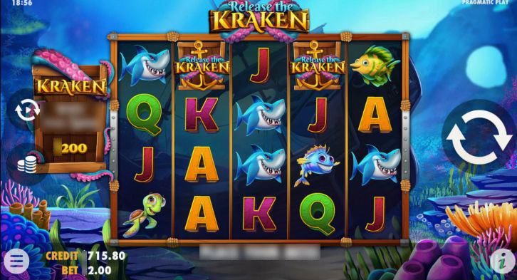 Символы морских животных и вайлд Кракен на игровом поле