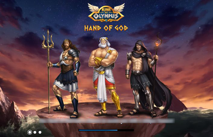 Слот Rise of Olympus на вершине Олимпа с тремя богами на заднем плане