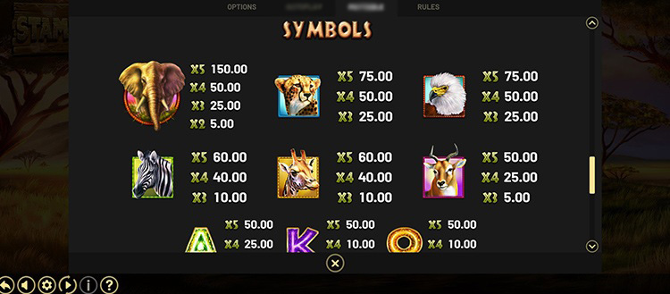 Финальный коллаж из символов слота Stampede на фоне заката