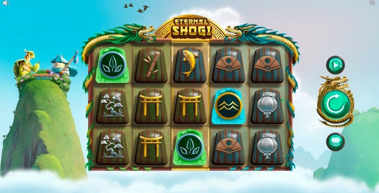 Стек фигур сёги, закрывающий целый барабан в слоте Eternal Shogi
