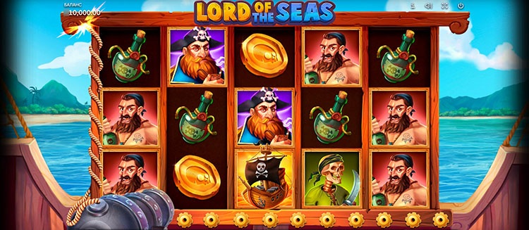 Игровое поле слота Lord of the Seas с пиратской символикой
