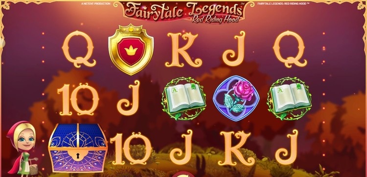 Слот Red Riding Hood с Красной Шапочкой на переднем плане и лесом на фоне барабанов