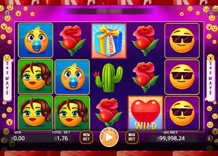 Игровое поле слота Slotomoji с эмодзи-символами