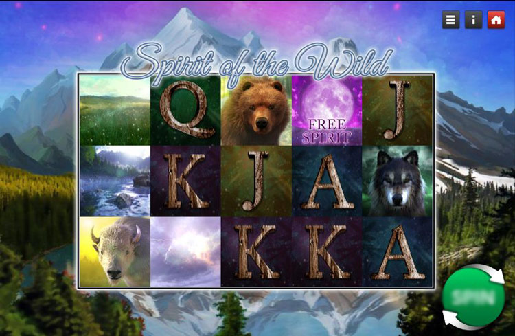 Игровой процесс слота Spirit of the Wild с символом волка и лесным фоном