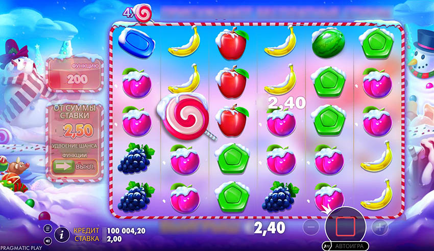 Символы Sweet Bonanza Xmas — конфеты, леденцы и фрукты