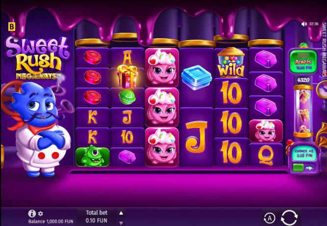 Игровой автомат Sweet Rush Megaways - главный экран