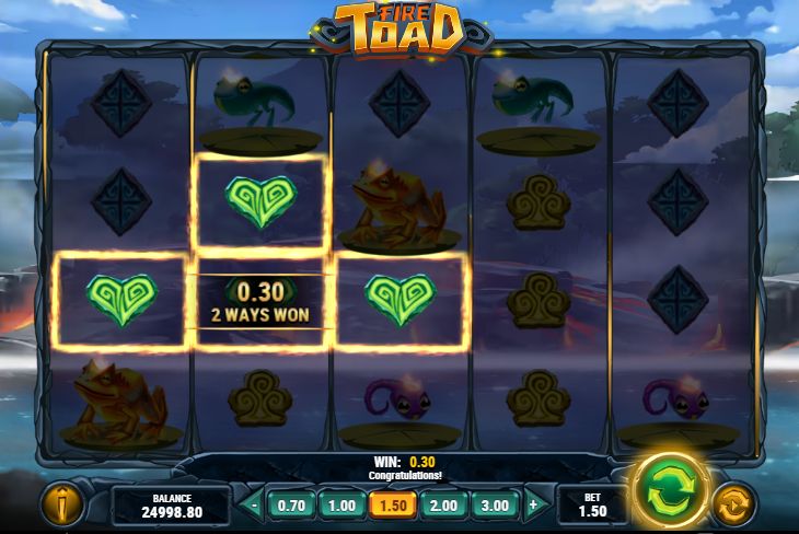 Пример выигрышной комбинации в слоте Fire Toad