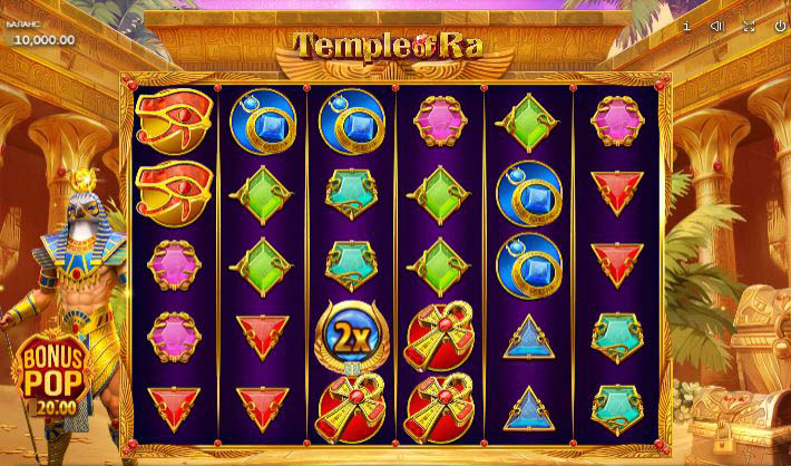 Интерфейс игрового автомата Temple of Ra