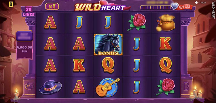 Игровое поле слота Wild Heart с выигрышной комбинацией