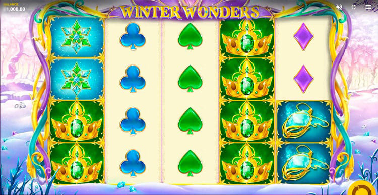 Заснеженное игровое поле Winter Wonders с падающими символами