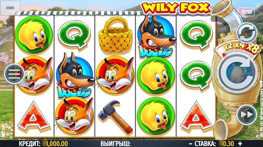 Красочное игровое поле Wily Fox с детализированными символами фермы